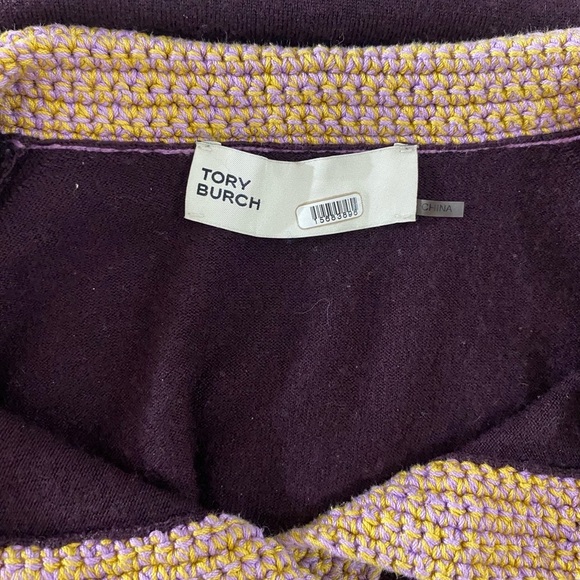 Tory Burch Polo Top Crochet Collar in Burgundy Merino Wool Size Small - Picture 6 of 9